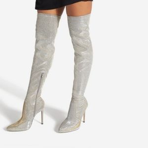 NEW Renaissance Silver Thigh High Boots Size 11